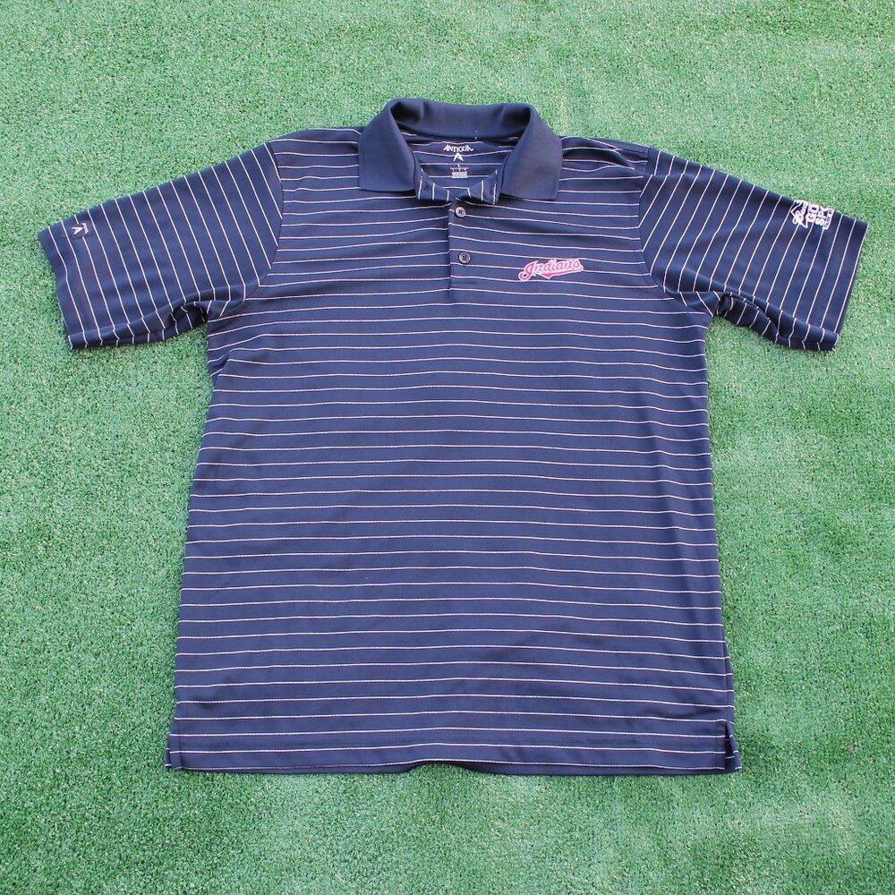 MLB Cleveland Indians Budweiser Antigua striped Polo